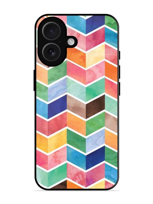 Watercolor Chevron Whimsy Glossy Soft Edge Case for Apple Iphone 16 Chachhi