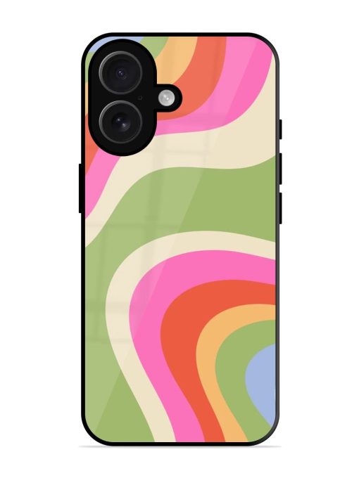 Wavy Rainbow Wonderland Glossy Soft Edge Case for Apple Iphone 16 Chachhi