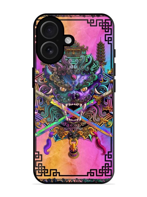 Psychedelic Fu Dog Tapestry Glossy Soft Edge Case for Apple Iphone 16 Chachhi