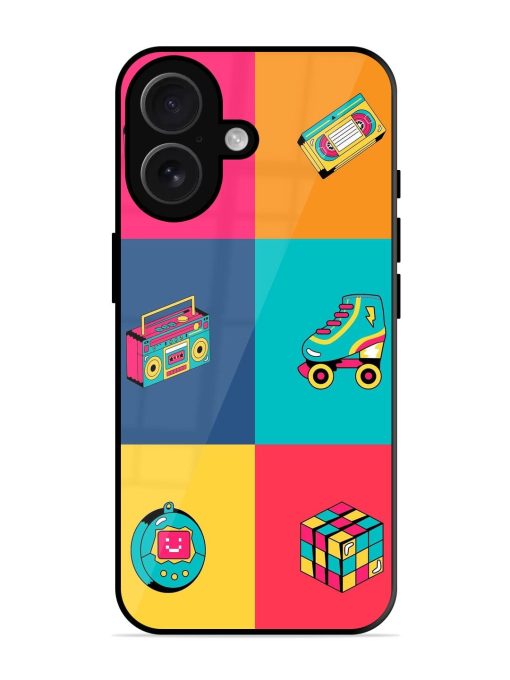 90S Throwback Grid Glossy Soft Edge Case for Apple Iphone 16 Chachhi