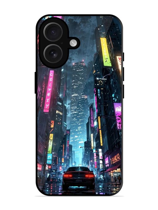 Neon Nightscape Glossy Soft Edge Case for Apple Iphone 16 Plus Chachhi