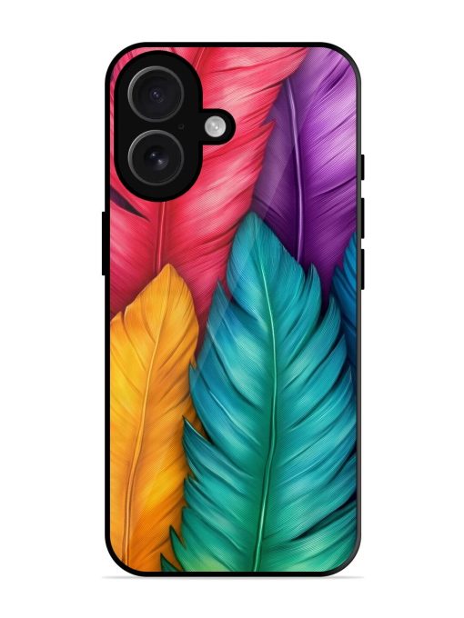 Rainbow Feathers Glossy Soft Edge Case for Apple Iphone 16 Plus