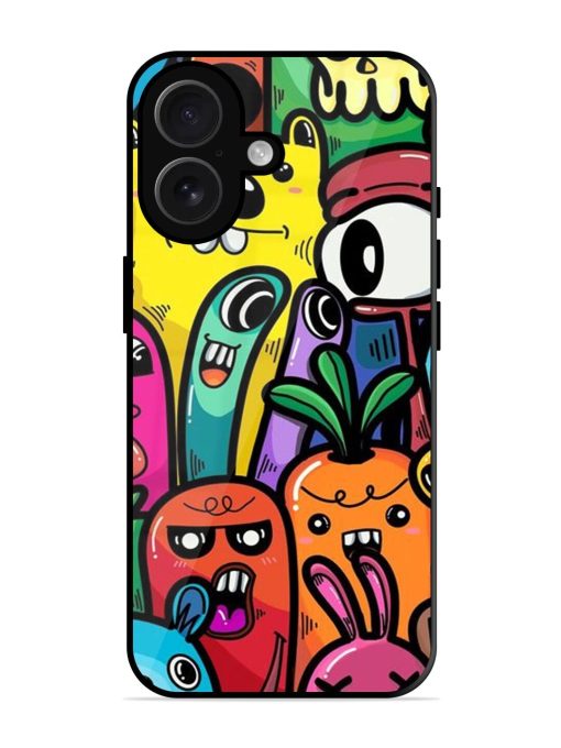 Whimsical Doodle Chaos Glossy Soft Edge Case for Apple Iphone 16 Plus Chachhi