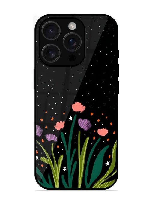 Midnight Bloom Glossy Soft Edge Case for Apple Iphone 16 Pro Chachhi