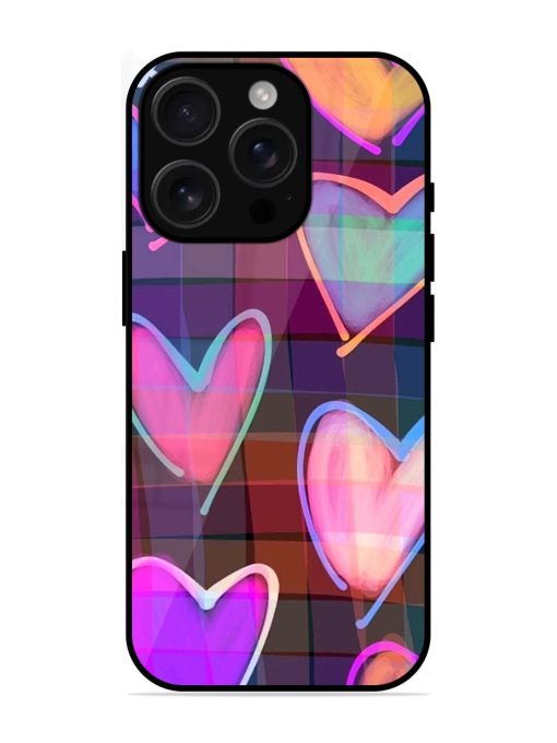 Neon Hearts Glossy Soft Edge Case for Apple Iphone 16 Pro