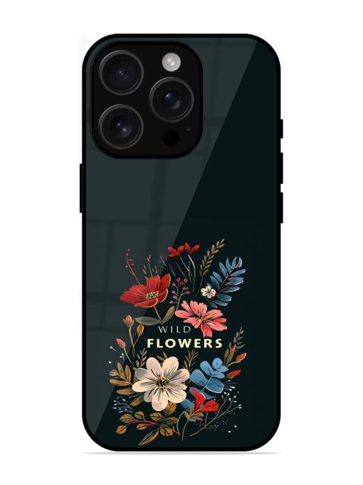 Dark Floral Glossy Soft Edge Case for Apple Iphone 16 Pro Chachhi