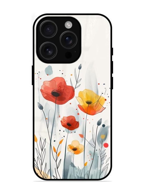 Poppy Fields Glossy Soft Edge Case for Apple Iphone 16 Pro Chachhi