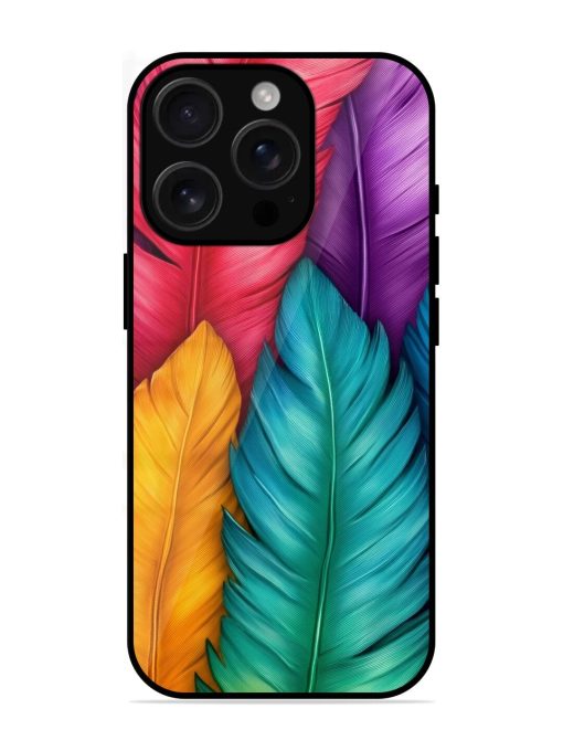 Rainbow Feathers Glossy Soft Edge Case for Apple Iphone 16 Pro Chachhi