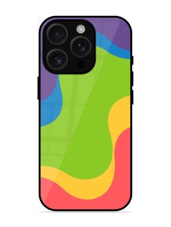 Wavy Rainbow Wonderland Glossy Soft Edge Case for Apple Iphone 16 Pro
