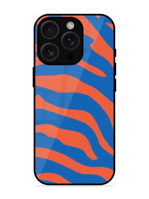 Zebra Stripes In Blue And Orange Glossy Soft Edge Case for Apple Iphone 16 Pro Chachhi