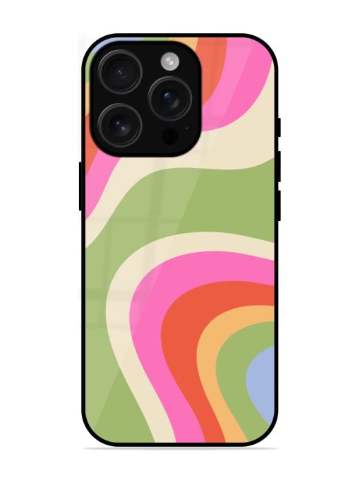 Wavy Rainbow Wonderland Glossy Soft Edge Case for Apple Iphone 16 Pro