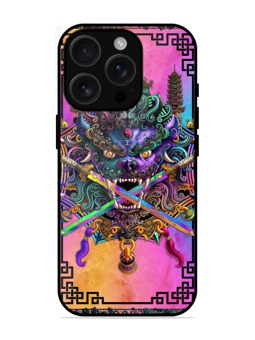 Psychedelic Fu Dog Tapestry Glossy Soft Edge Case for Apple Iphone 16 Pro Chachhi