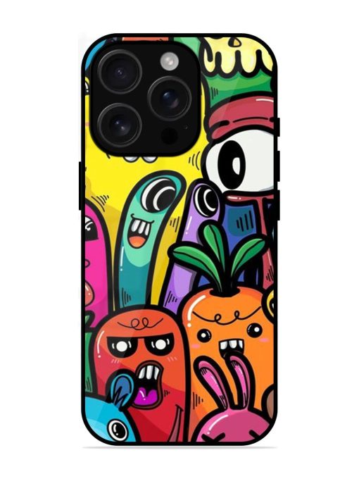 Whimsical Doodle Chaos Glossy Soft Edge Case for Apple Iphone 16 Pro