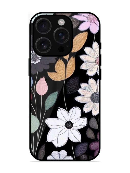 Whimsical Blooms On Black Glossy Soft Edge Case for Apple Iphone 16 Pro Max Chachhi