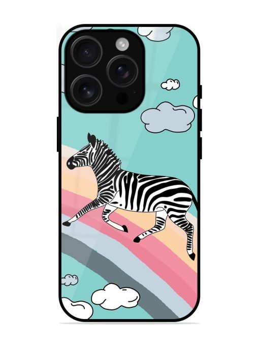 Zebra On A Rainbow Glossy Soft Edge Case for Apple Iphone 16 Pro Max Chachhi