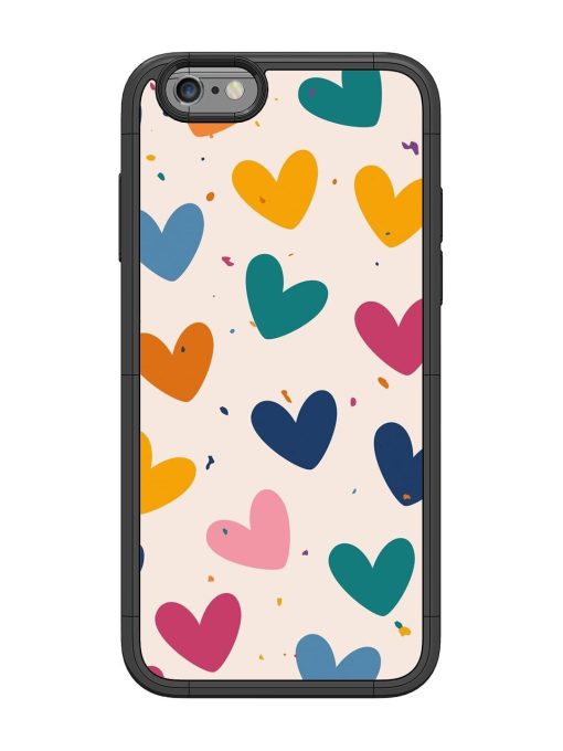 Rainbow Hearts Glossy Soft Edge Case for Apple Iphone 6