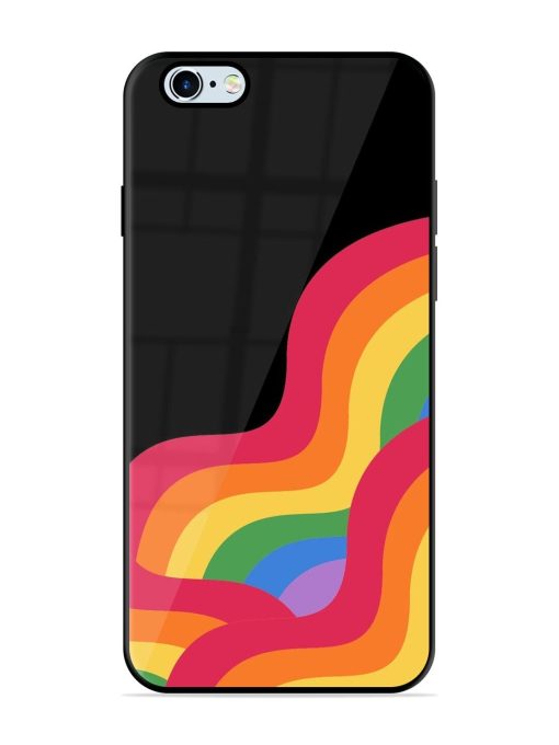 Wavy Rainbow Glossy Soft Edge Case for Apple Iphone 6 Plus Chachhi