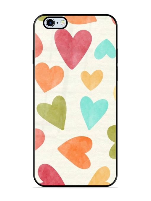 Watercolor Hearts Glossy Soft Edge Case for Apple Iphone 6 Plus Chachhi