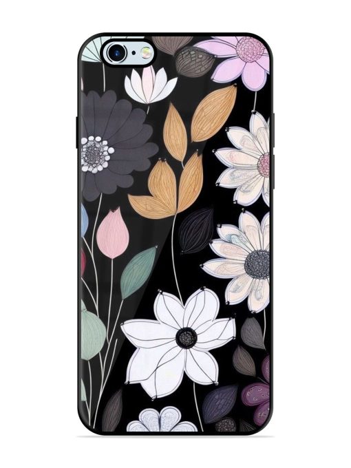 Whimsical Blooms On Black Glossy Soft Edge Case for Apple Iphone 6 Plus Chachhi