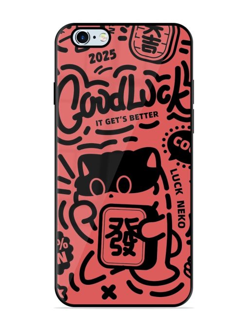 Lucky Cat Doodle Glossy Soft Edge Case for Apple Iphone 6S Chachhi