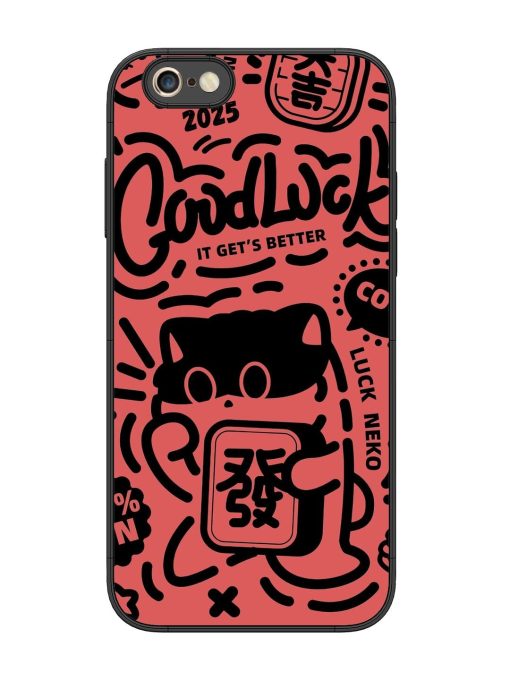 Lucky Cat Doodle Glossy Soft Edge Case for Apple Iphone 6S Plus Chachhi