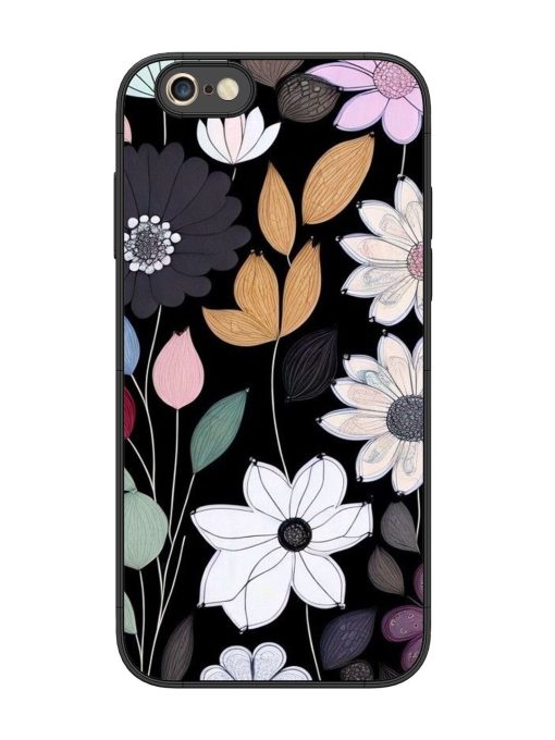 Whimsical Blooms On Black Glossy Soft Edge Case for Apple Iphone 6S Plus Chachhi