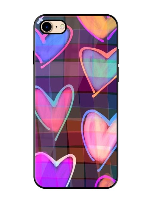 Neon Hearts Glossy Soft Edge Case for Apple Iphone 7