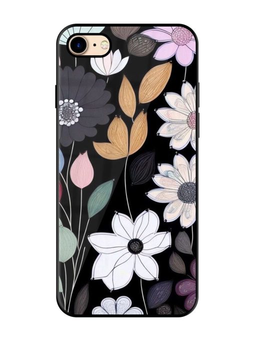 Whimsical Blooms On Black Glossy Soft Edge Case for Apple Iphone 7