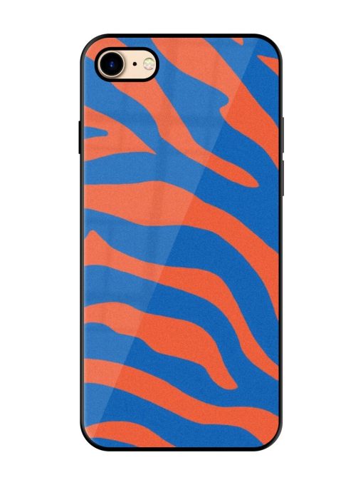 Zebra Stripes In Blue And Orange Glossy Soft Edge Case for Apple Iphone 7