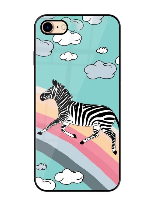 Zebra On A Rainbow Glossy Soft Edge Case for Apple Iphone 7