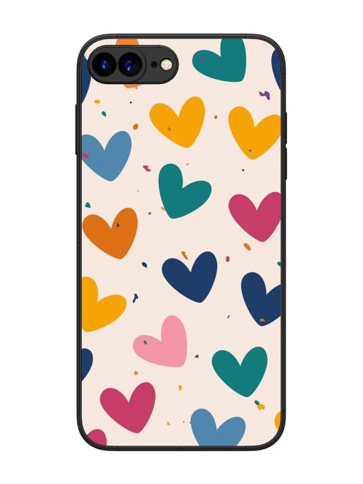 Rainbow Hearts Glossy Soft Edge Case for Apple Iphone 7 Plus Chachhi