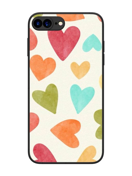 Watercolor Hearts Glossy Soft Edge Case for Apple Iphone 7 Plus Chachhi