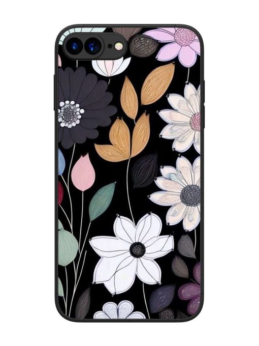 Whimsical Blooms On Black Glossy Soft Edge Case for Apple Iphone 7 Plus Chachhi