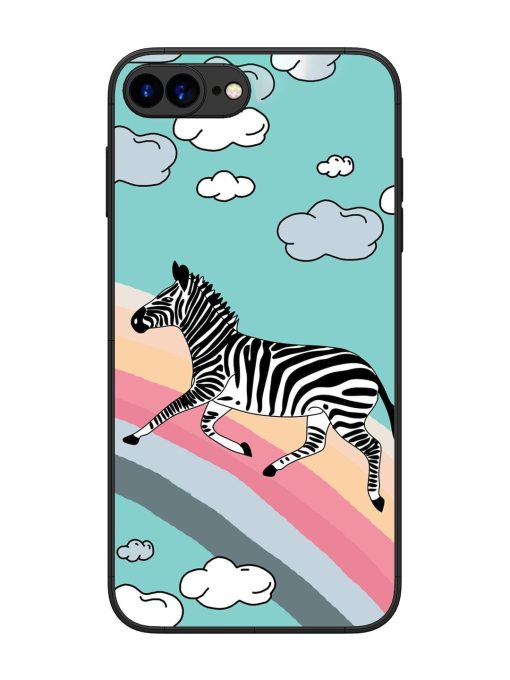 Zebra On A Rainbow Glossy Soft Edge Case for Apple Iphone 7 Plus Chachhi