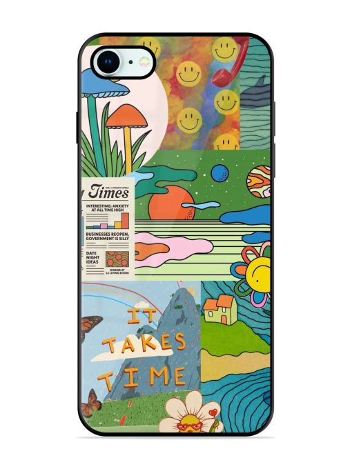 Groovy Vibes Glossy Soft Edge Case for Apple Iphone 8 Chachhi