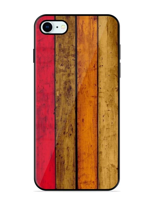 Colorful Woodgrain Glossy Soft Edge Case for Apple Iphone 8 Chachhi