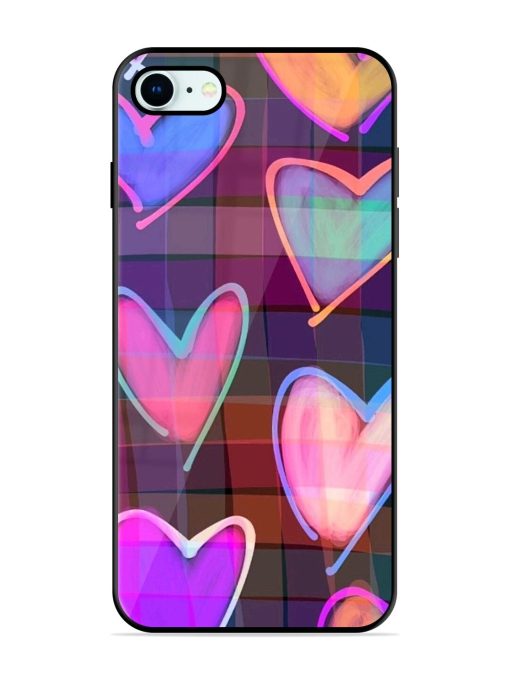 Neon Hearts Glossy Soft Edge Case for Apple Iphone 8 Chachhi