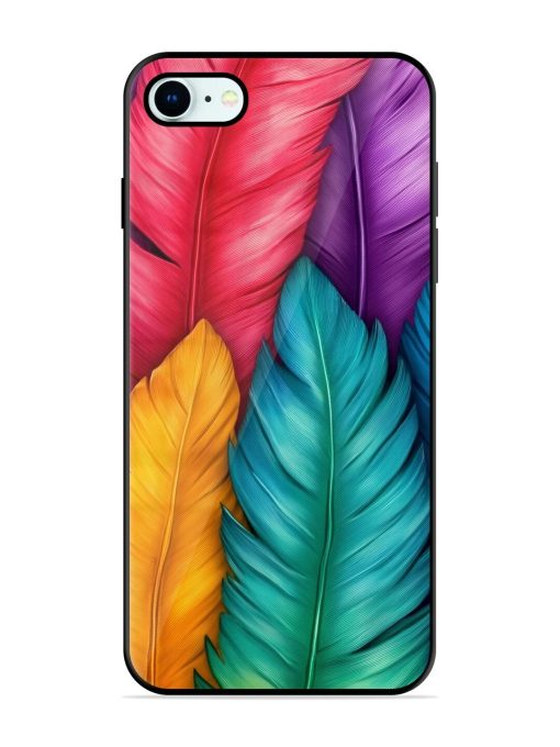 Rainbow Feathers Glossy Soft Edge Case for Apple Iphone 8 Chachhi