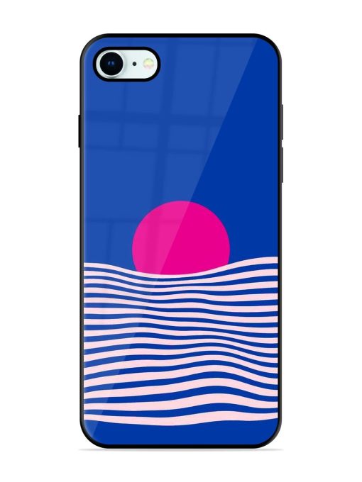 Pink Sunset Over Blue Waves Glossy Soft Edge Case for Apple Iphone 8 Chachhi