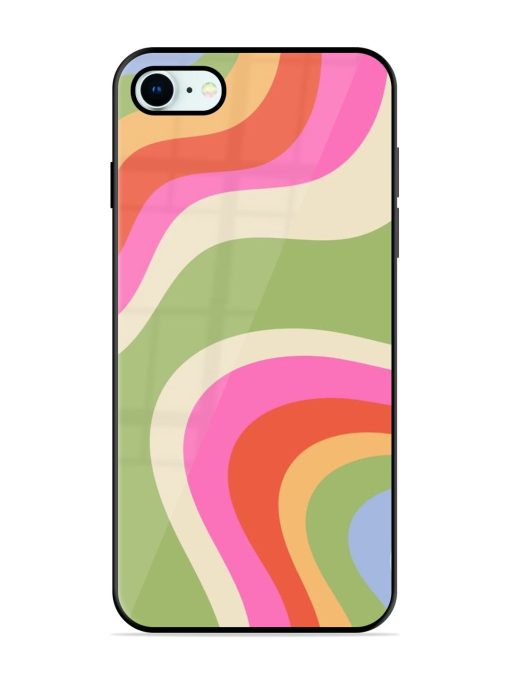 Wavy Rainbow Wonderland Glossy Soft Edge Case for Apple Iphone 8 Chachhi