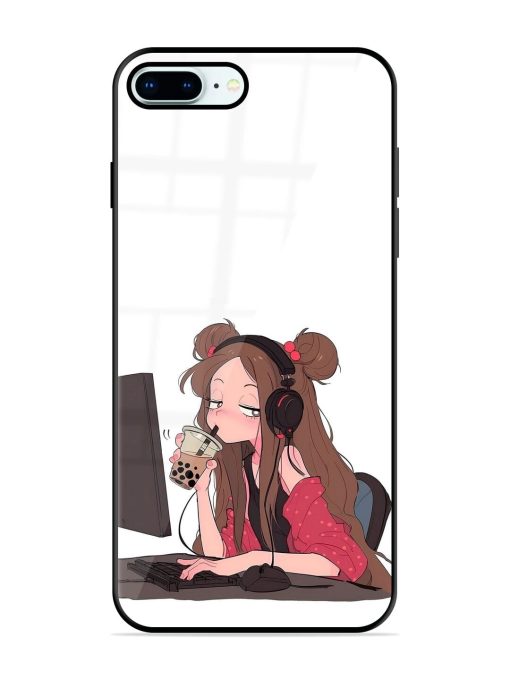 Girl Playing On Pc Glossy Soft Edge Case for Apple Iphone 8 Plus Chachhi