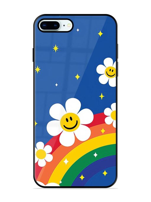 Happy Daisies And Rainbow Sky Glossy Soft Edge Case for Apple Iphone 8 Plus Chachhi