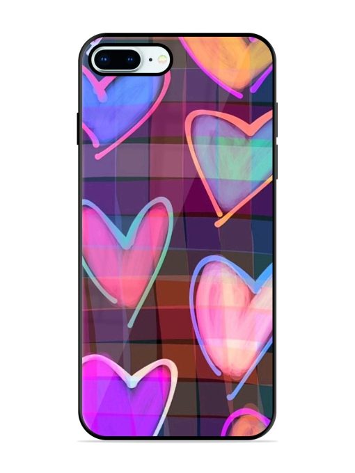 Neon Hearts Glossy Soft Edge Case for Apple Iphone 8 Plus Chachhi