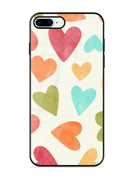 Watercolor Hearts Glossy Soft Edge Case for Apple Iphone 8 Plus Chachhi