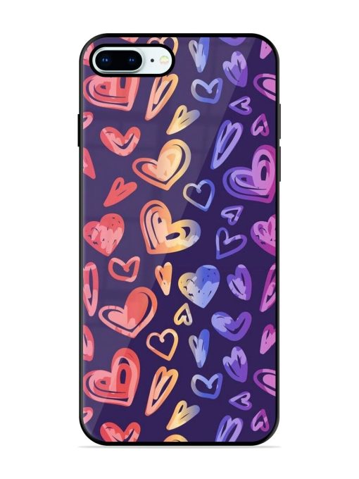 Rainbow Hearts Glossy Soft Edge Case for Apple Iphone 8 Plus Chachhi