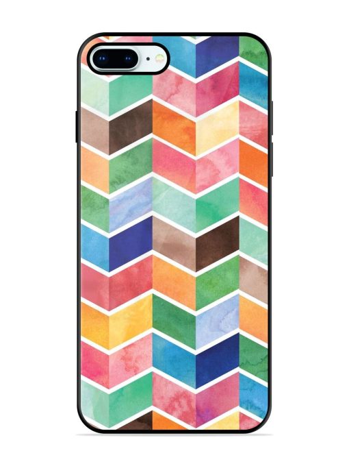 Watercolor Chevron Whimsy Glossy Soft Edge Case for Apple Iphone 8 Plus Chachhi