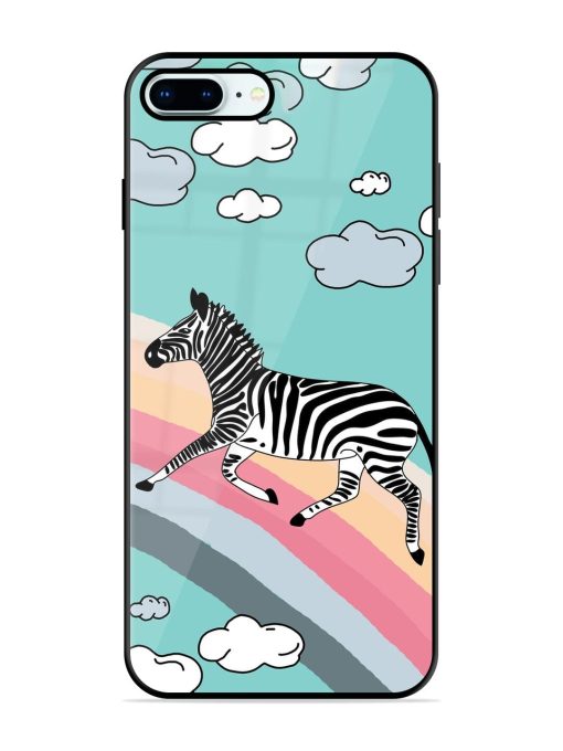 Zebra On A Rainbow Glossy Soft Edge Case for Apple Iphone 8 Plus Chachhi