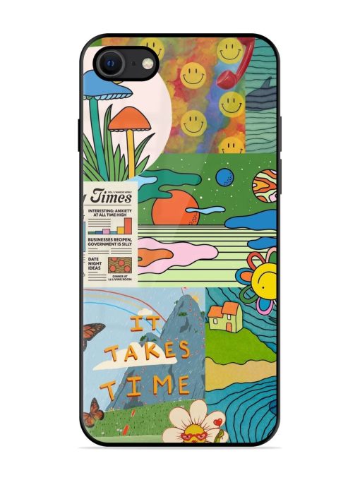 Groovy Vibes Glossy Soft Edge Case for Apple Iphone Se (2020) Chachhi