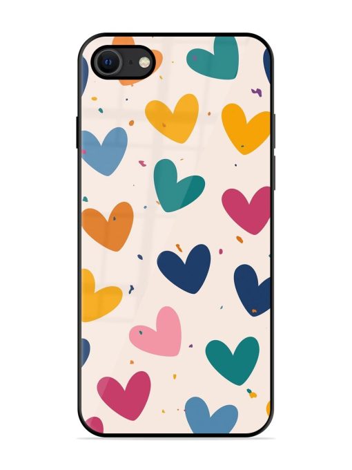 Rainbow Hearts Glossy Soft Edge Case for Apple Iphone Se (2020) Chachhi