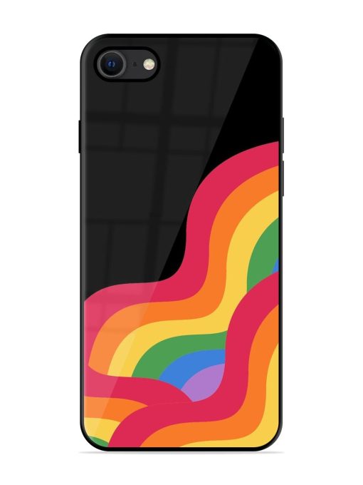 Wavy Rainbow Glossy Soft Edge Case for Apple Iphone Se (2020) Chachhi